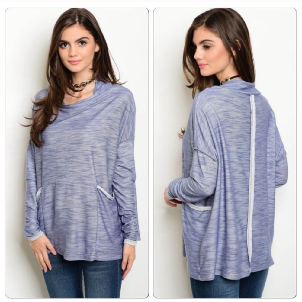 Cowl neck marbled top